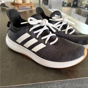 Cloud foam adidas Black Knit Sneakers with White Stripes